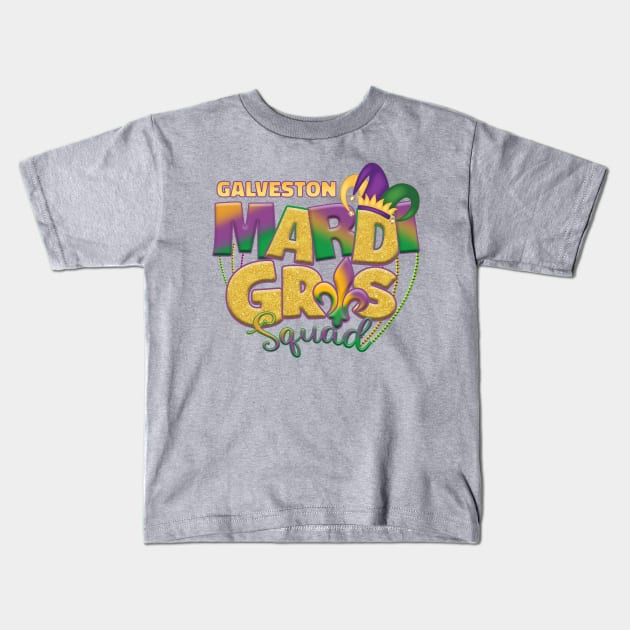 Galveston Mardi Gras Kids T-Shirt by SunburstGeo